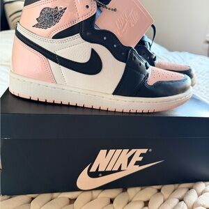Nike Women's Pink, White, and Blue Air Jordans Retro Hi OG